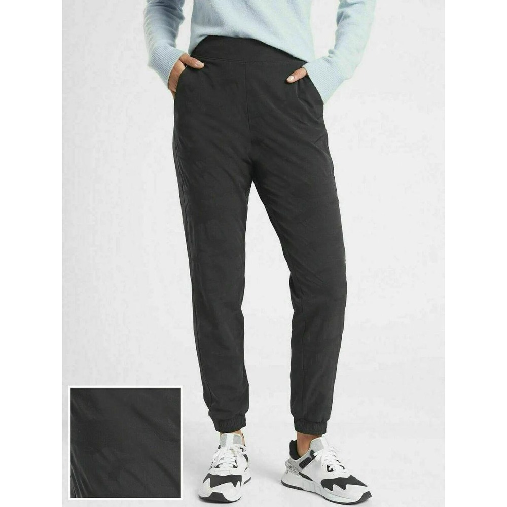 Athleta Brooklyn Textured Lined Jogger Pants Black‎ Camo Active Baggy Athletic